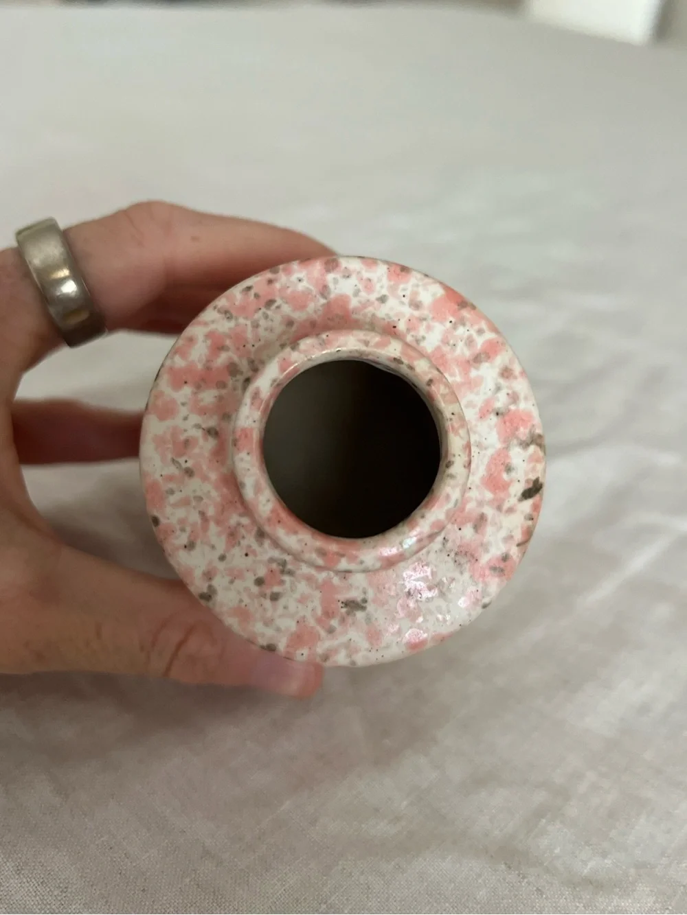 Speckled Pink Ceramic Decorative Bud Vase - 4.25”